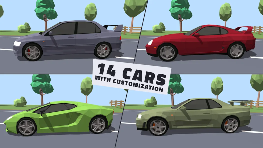 Скачать Polygon Drift: Traffic Racing [MOD: без рекламы и открыты машины] — скриншот 2