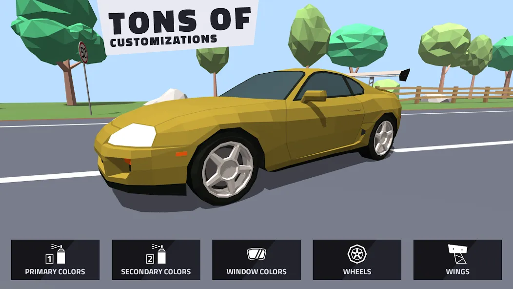 Скачать Polygon Drift: Traffic Racing [MOD: без рекламы и открыты машины] — скриншот 4