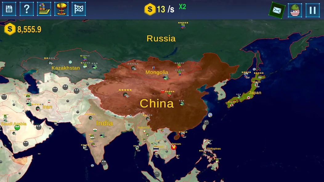 Countryballs: World War Simula [MOD: безлимитные ресурсы и все страны открыты] — Скачать бесплатно (APK) — скриншот 4