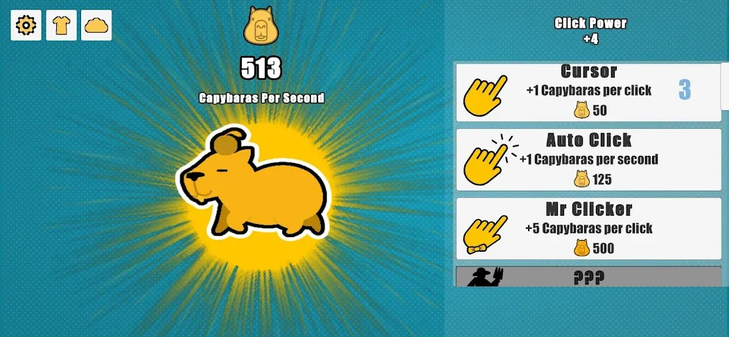 Скачать Capybara Clicker [MOD: безлимитные монеты и ускоренная прокачка] — скриншот 1