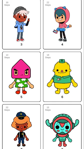 Скачать взлом How to draw Toca [MOD: пошаговое рисование персонажей] — скриншот 2