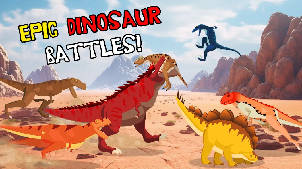 Скачать T-Rex Fights Dinosaurs [MOD: безлимитное здоровье и урон] на телефон — скриншот 1