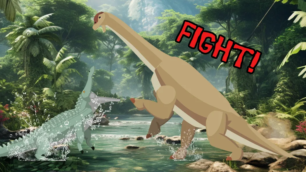 Скачать T-Rex Fights Dinosaurs [MOD: безлимитное здоровье и урон] на телефон — скриншот 3
