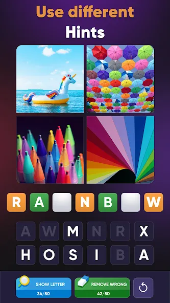 4 Pics 1 Word: Guessing Games [MOD: безлимитные подсказки и открыты все уровни] последняя версия — скриншот 2