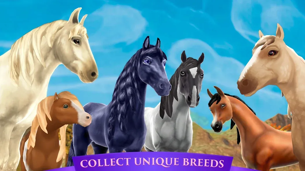 Скачать Horse Riding Tales - Wild Pony [MOD: бесконечные монеты и редкие лошади] — скриншот 1