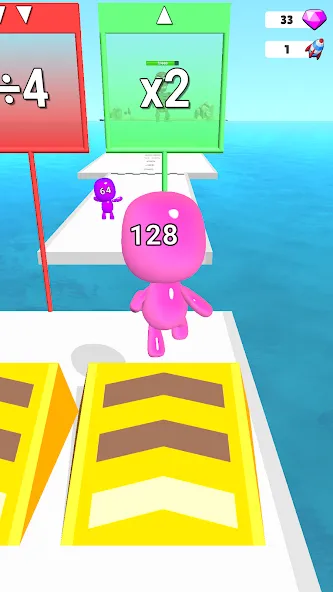 Man Runner 2048: Run and Merge [MOD: безлимитные монеты и усиленные персонажи] на Андроид — скриншот 2