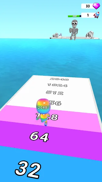 Man Runner 2048: Run and Merge [MOD: безлимитные монеты и усиленные персонажи] на Андроид — скриншот 3