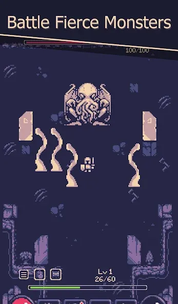Скачать OneBit Adventure (Roguelike] [MOD: безлимитное здоровье и мощное снаряжение] на телефон — скриншот 1