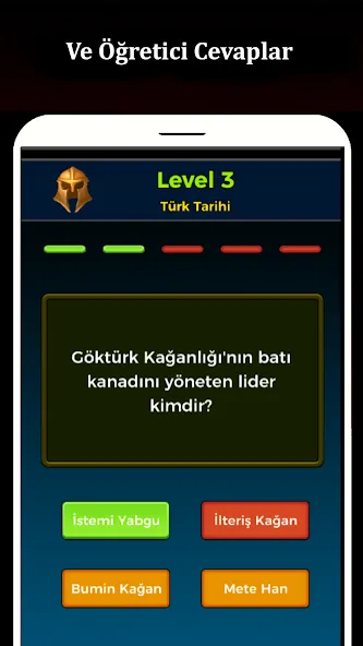 Скачать взлом Tarih Bilgi Yarışması [MOD: безлимитные подсказки и правильные ответы] — скриншот 2