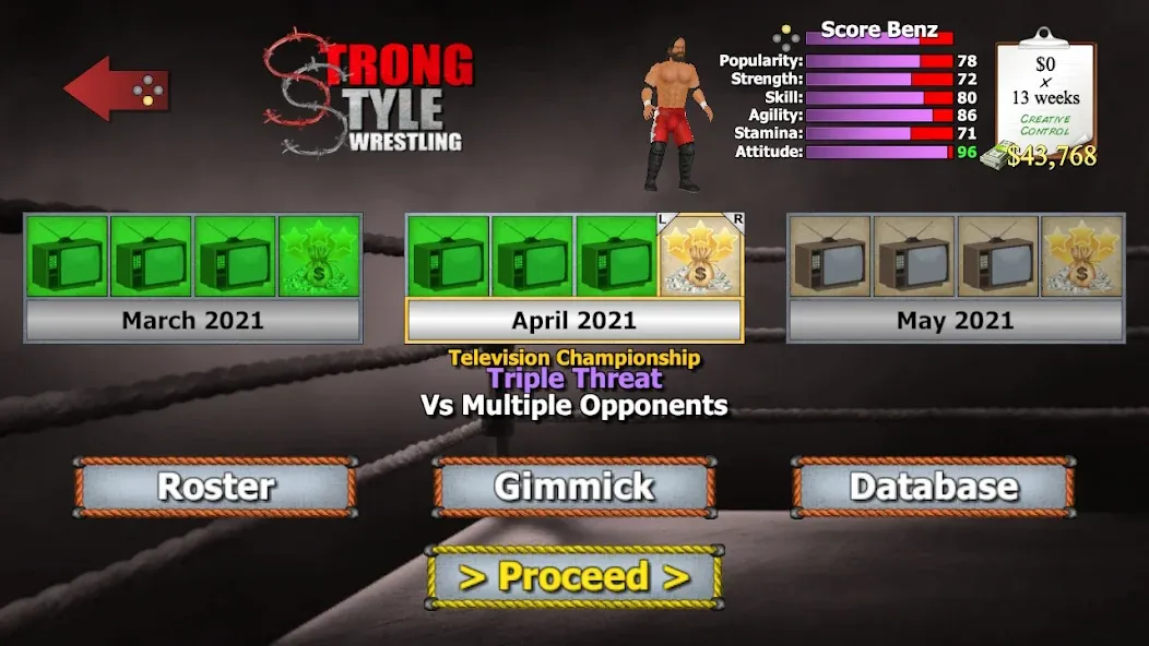 Скачать Wrestling Empire [MOD: безлимитные деньги и открыты все возможности] на телефон — скриншот 3