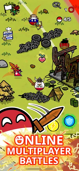 Скачать Countryball Potato Mayhem [MOD: безлимитные монеты и все улучшения] — скриншот 1