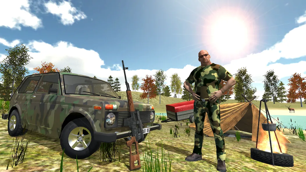 Скачать Hunting Simulator 4x4 [MOD: безлимитные деньги и патроны] на телефон — скриншот 1