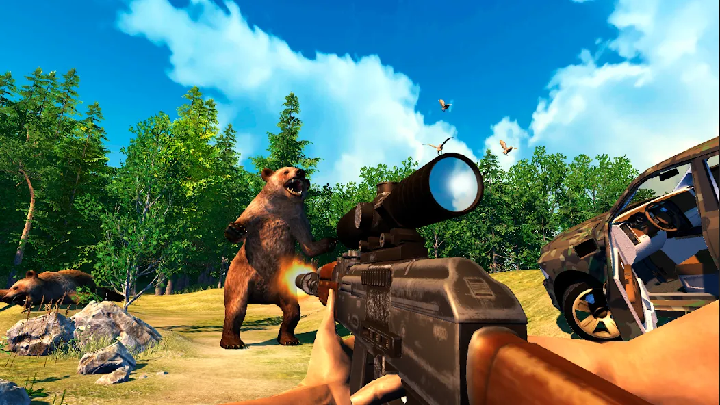 Скачать Hunting Simulator 4x4 [MOD: безлимитные деньги и патроны] на телефон — скриншот 2