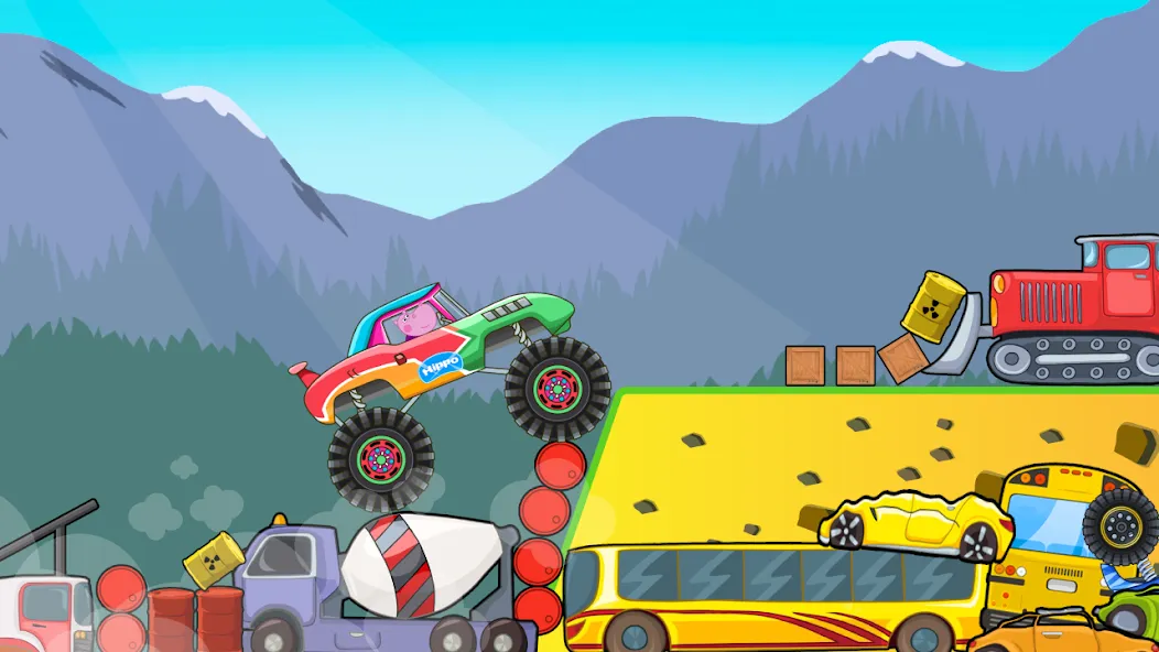 Скачать Kids Monster Truck Racing Game [MOD: без рекламы и все машины открыты] на телефон — скриншот 2