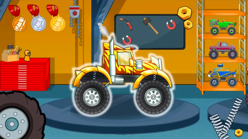 Скачать Kids Monster Truck Racing Game [MOD: без рекламы и все машины открыты] на телефон — скриншот 5