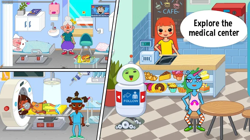 Скачать взлом Pepi Hospital: Learn & Care [MOD: открыты все локации и персонажи] — скриншот 2