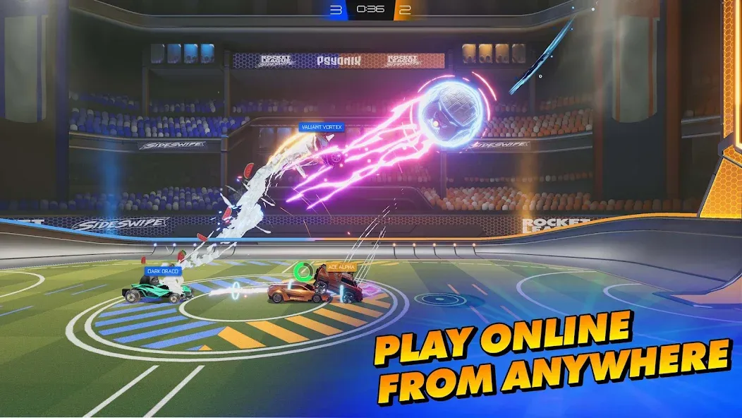 Взломанная Rocket League Sideswipe [MOD: бесконечные деньги и все машины] на Андроид — скриншот 1