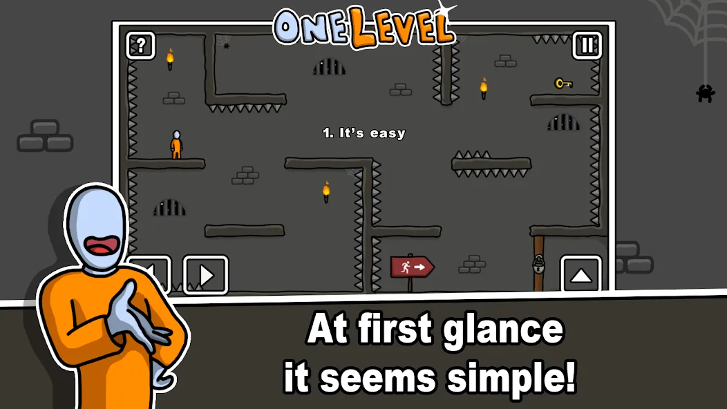 One Level: Stickman Jailbreak [MOD: открыты все уровни и подсказки] — Скачать бесплатно (APK) — скриншот 1