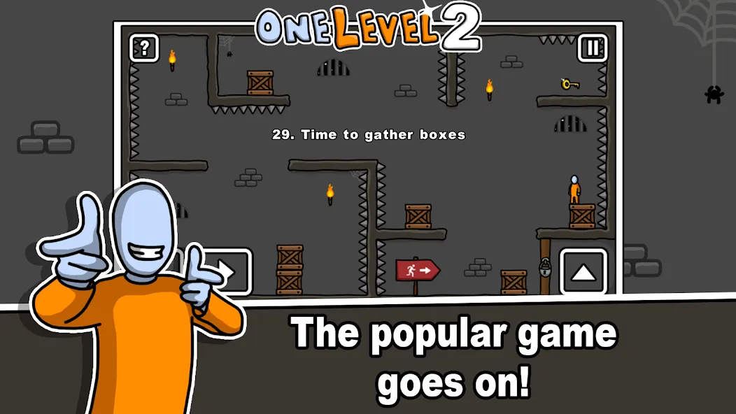 Скачать One Level 2 Stickman Jailbreak [MOD: открыты все уровни и подсказки] — скриншот 1