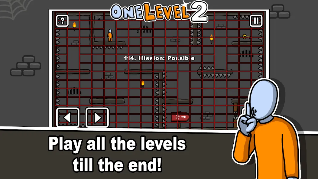 Скачать One Level 2 Stickman Jailbreak [MOD: открыты все уровни и подсказки] — скриншот 4