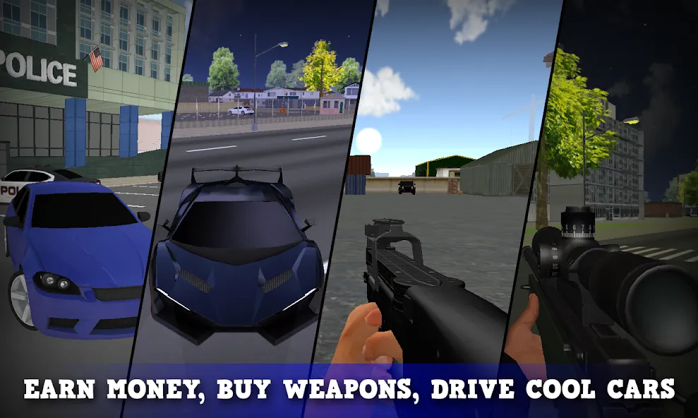 Взломанная Justice Rivals 3 Cops&Robbers [MOD: много денег и всё разблокировано] на Андроид — скриншот 3