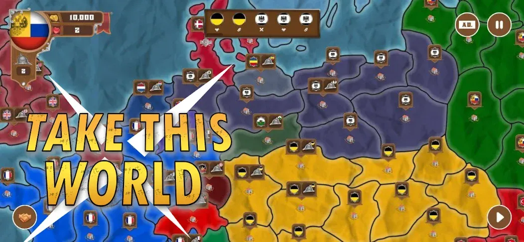 World conquest: Europe 1812 [MOD: безлимитные деньги и войска] на Андроид — скриншот 1