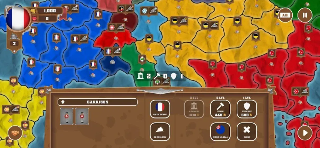 World conquest: Europe 1812 [MOD: безлимитные деньги и войска] на Андроид — скриншот 4