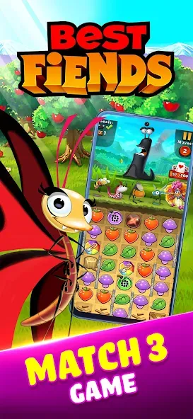 Best Fiends - Match 3 Puzzles [MOD: безлимитные ходы и подсказки] последняя версия — скриншот 1