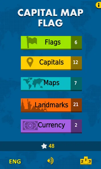 Capital Map Flag - geo quiz [MOD: все столицы и флаги открыты] — Скачать бесплатно (APK) — скриншот 1