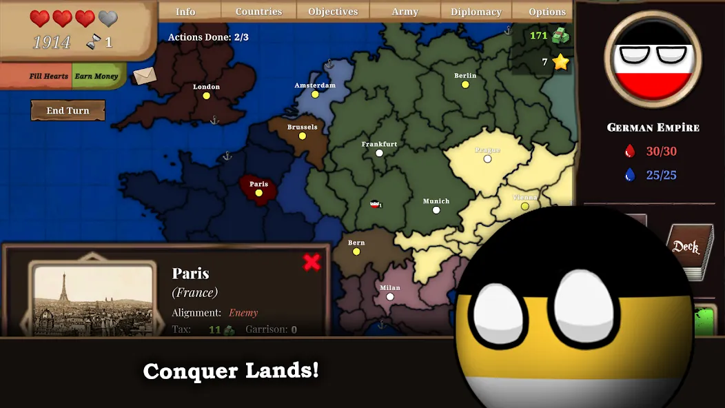 Countryball: Europe 1890 [MOD: безлимитные ресурсы и открыты все страны] на Андроид — скриншот 2