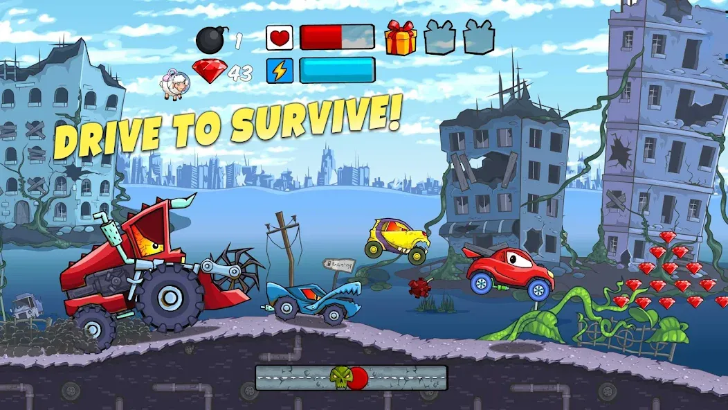 Car Eats Car - Apocalypse Race [MOD: безлимитные деньги и топливо] (Бесплатно / APK) — скриншот 1
