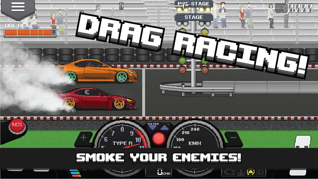Pixel Car Racer [MOD: безлимитные деньги и топливо] на Андроид — скриншот 1