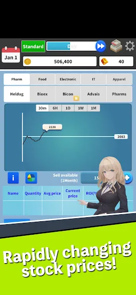 Взломанная Stock Game - Capitalism [MOD: безлимитные деньги и акции] на Андроид — скриншот 1