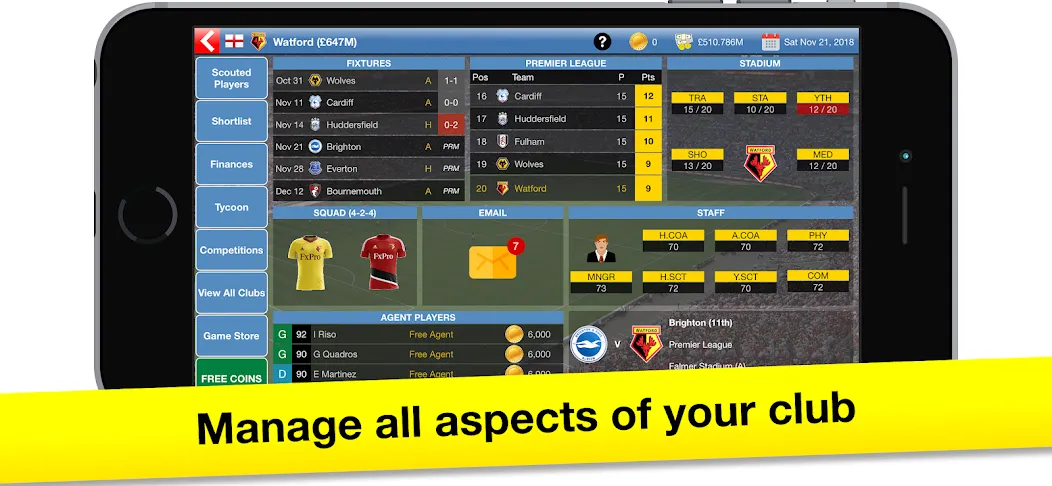 Soccer Tycoon: Football Game [MOD: безлимитные деньги и ресурсы] на Андроид — скриншот 1
