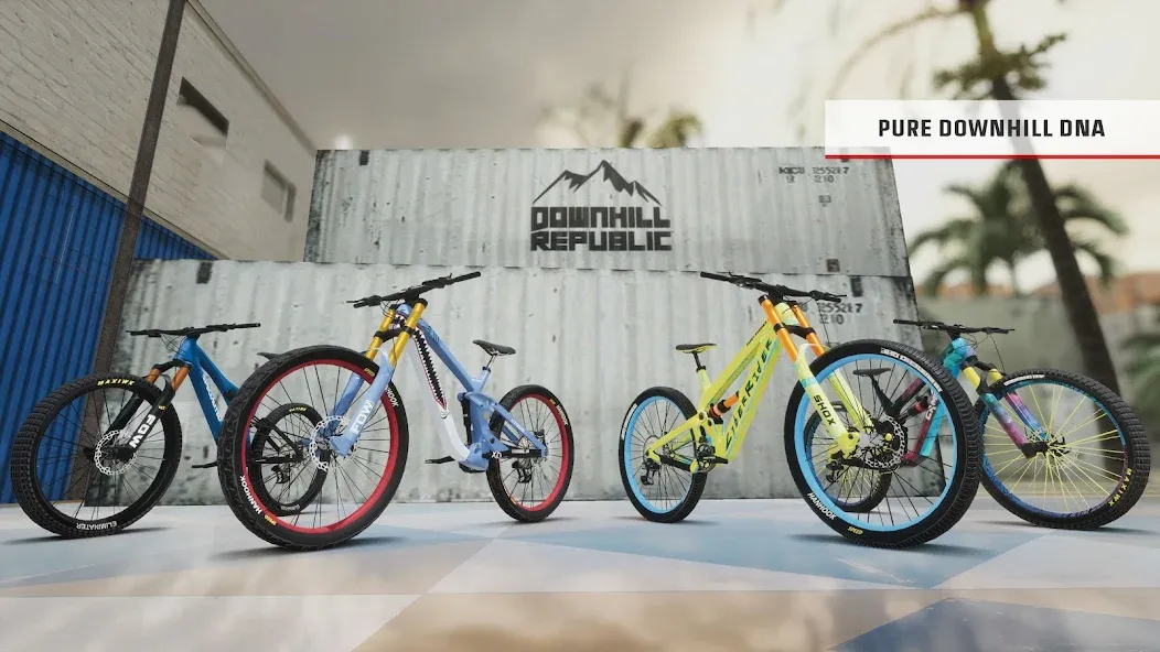 Взломанная Downhill Republic [MOD: безлимитные деньги и все трассы открыты] на Андроид — скриншот 2