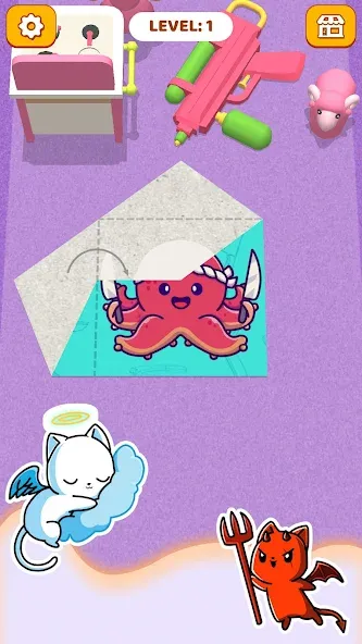 Paper Fold: Paper Puzzle 3D [MOD: без рекламы и открыты все уровни] на Андроид — скриншот 2