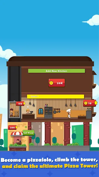 Pizza Tower: Idle Tycoon [MOD: безлимитные деньги и всё открыто] (Бесплатно / APK) — скриншот 1