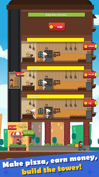 Pizza Tower: Idle Tycoon [MOD: безлимитные деньги и всё открыто] (Бесплатно / APK) — скриншот 2
