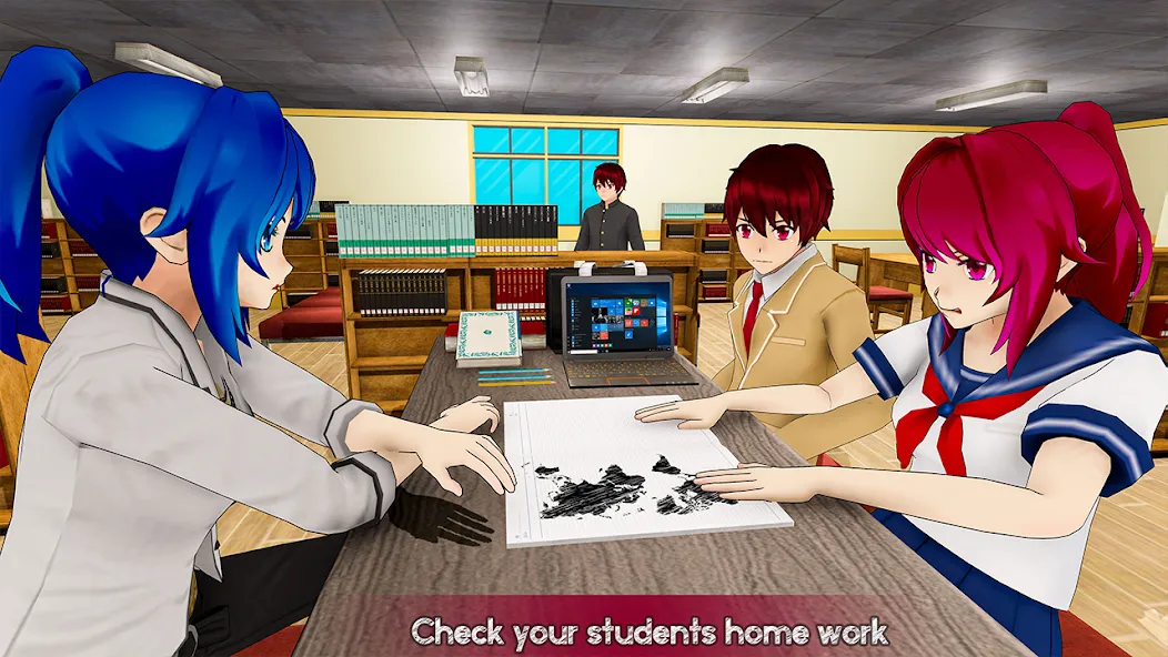 Скачать взлом Anime Girl School Teacher 3D [MOD: безлимитные деньги и все персонажи] — скриншот 5