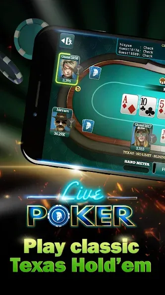 Скачать взлом Live Poker Tables–Texas holdem [MOD: безлимитные фишки и все столы] — скриншот 1