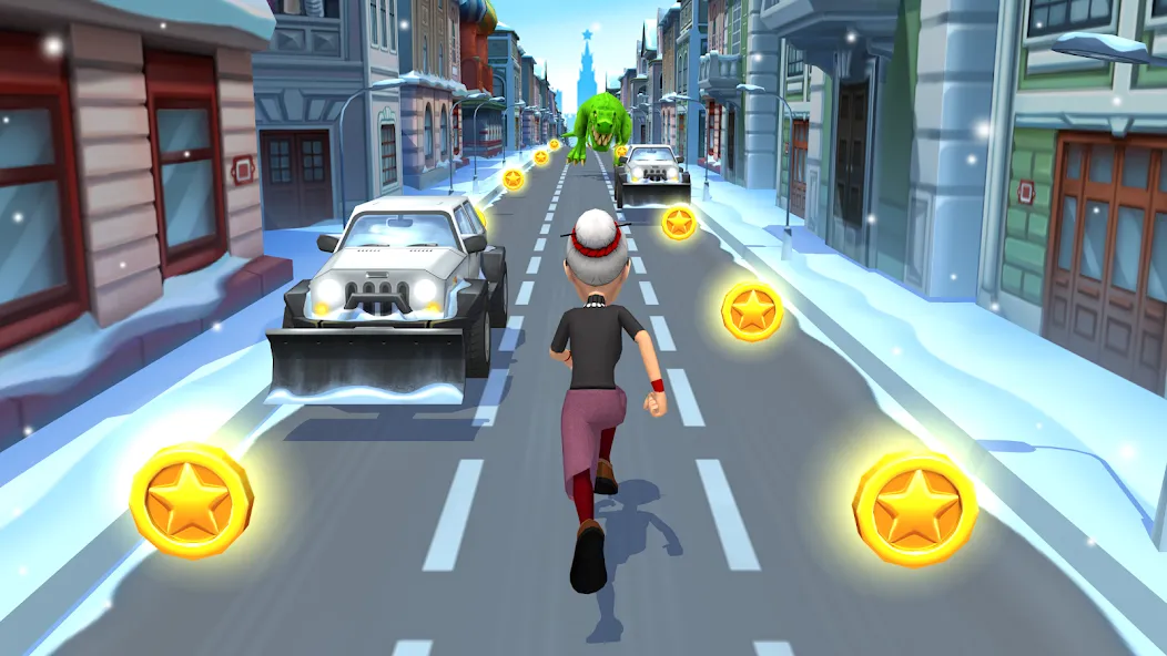 Скачать Angry Gran Run - Running Game [MOD: безлимитные монеты и ускорение бега] на телефон — скриншот 1