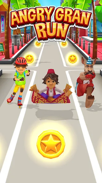 Скачать Angry Gran Run - Running Game [MOD: безлимитные монеты и ускорение бега] на телефон — скриншот 4