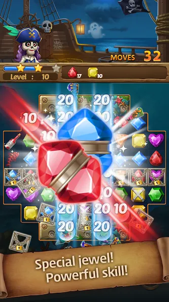Скачать Jewels Ghost Ship: jewel games [MOD: безлимитные жизни и бустеры] на телефон — скриншот 1