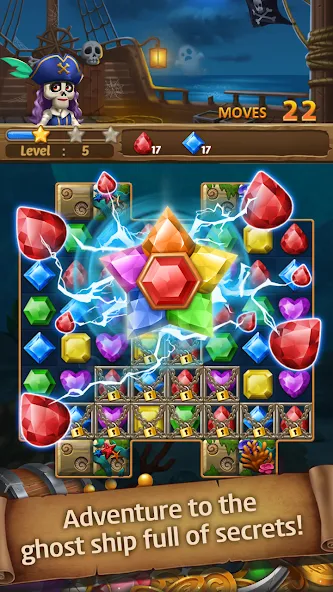 Скачать Jewels Ghost Ship: jewel games [MOD: безлимитные жизни и бустеры] на телефон — скриншот 5