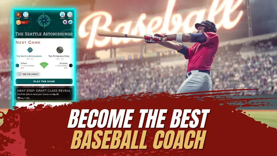 Astonishing Baseball Manager [MOD: безлимитные деньги и все функции] (Бесплатно / APK) — скриншот 1