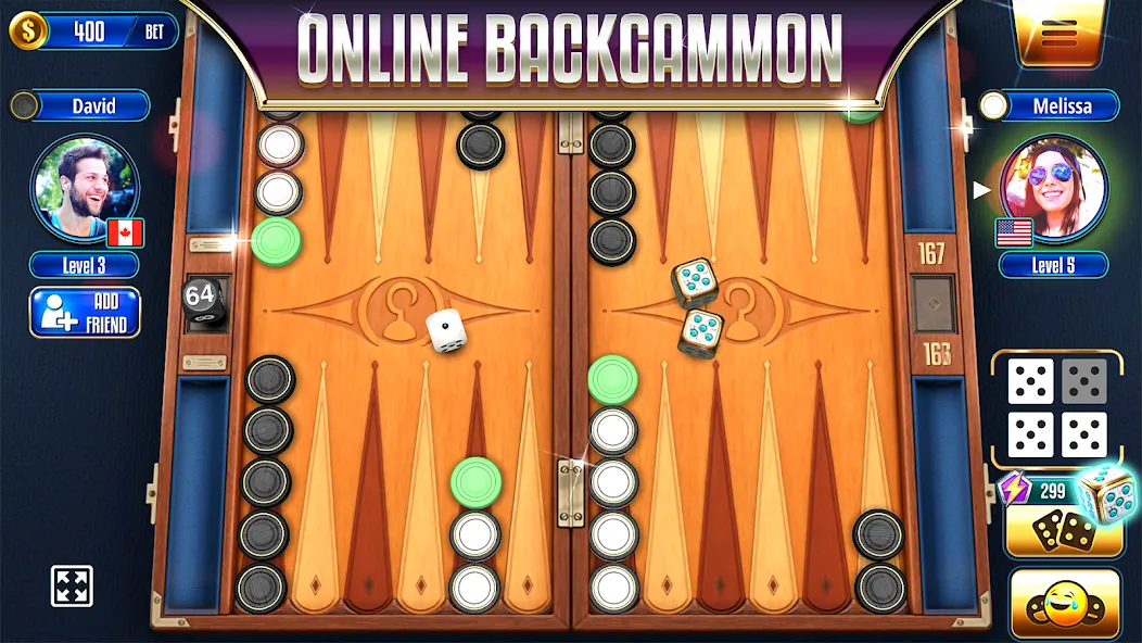 Backgammon Legends Online [MOD: без рекламы и бесконечные монеты] — Скачать бесплатно (APK) — скриншот 1