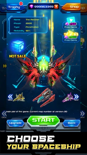Скачать Galaxy Attack: Space Shooter [MOD: безлимитные деньги и усиленное оружие] на телефон — скриншот 2