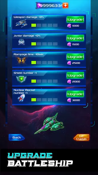 Скачать Galaxy Attack: Space Shooter [MOD: безлимитные деньги и усиленное оружие] на телефон — скриншот 5