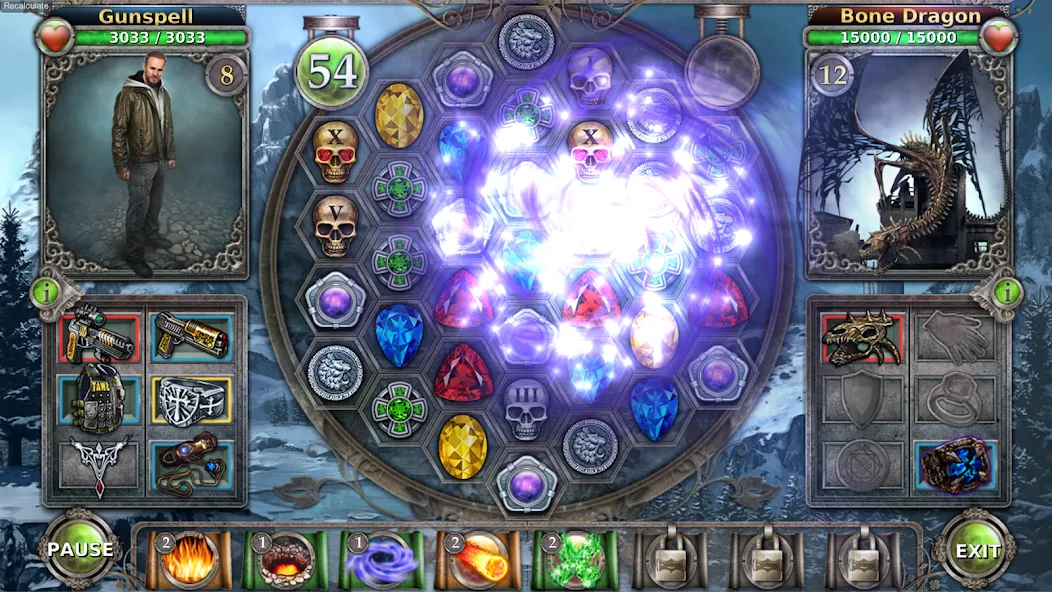 Gunspell - Match 3 Puzzle RPG [MOD: безлимитные ресурсы и усиленная магия] — Скачать бесплатно (APK) — скриншот 3