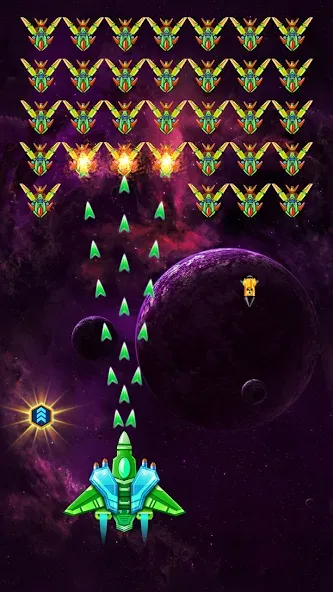 Galaxy Attack: Shooting Game [MOD: безлимитные деньги и улучшенное оружие] на Андроид — скриншот 1